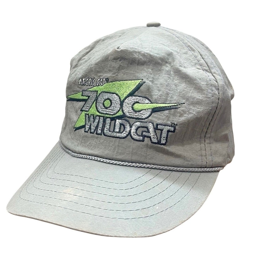 90s Arctic Cat 700 Snapback Hat Snowmobile Motor Sports Black Racing Cap VTG USA